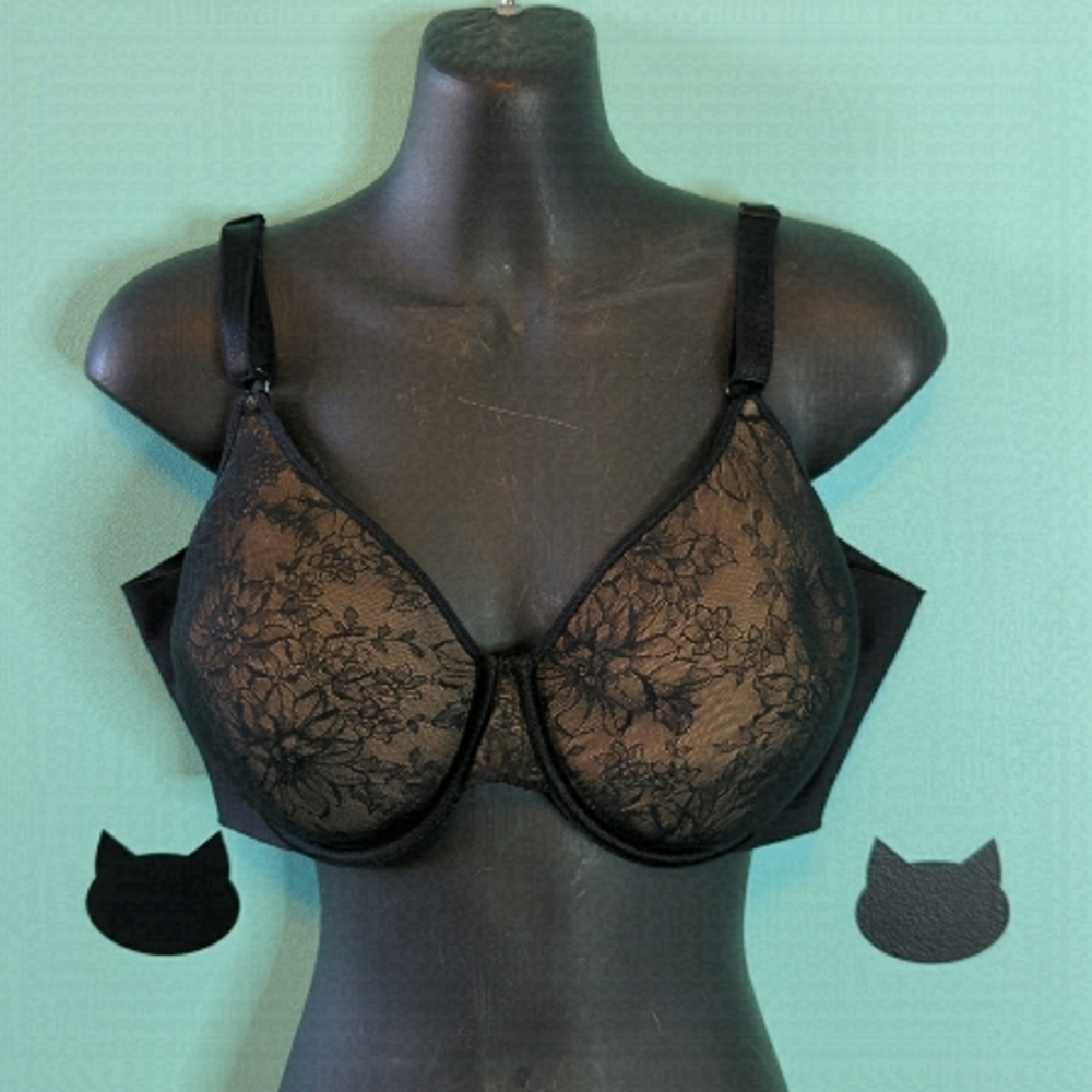 𝅺OLGA Bra Lightly Lined Black Lace Nude Plus 40C
